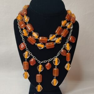 Orange Tone Glass Bead Necklace